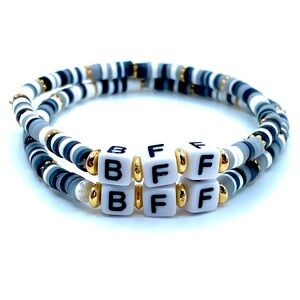BFF Beaded Stretch Friendship Bracelets Set Of 2 Gray Best Friend